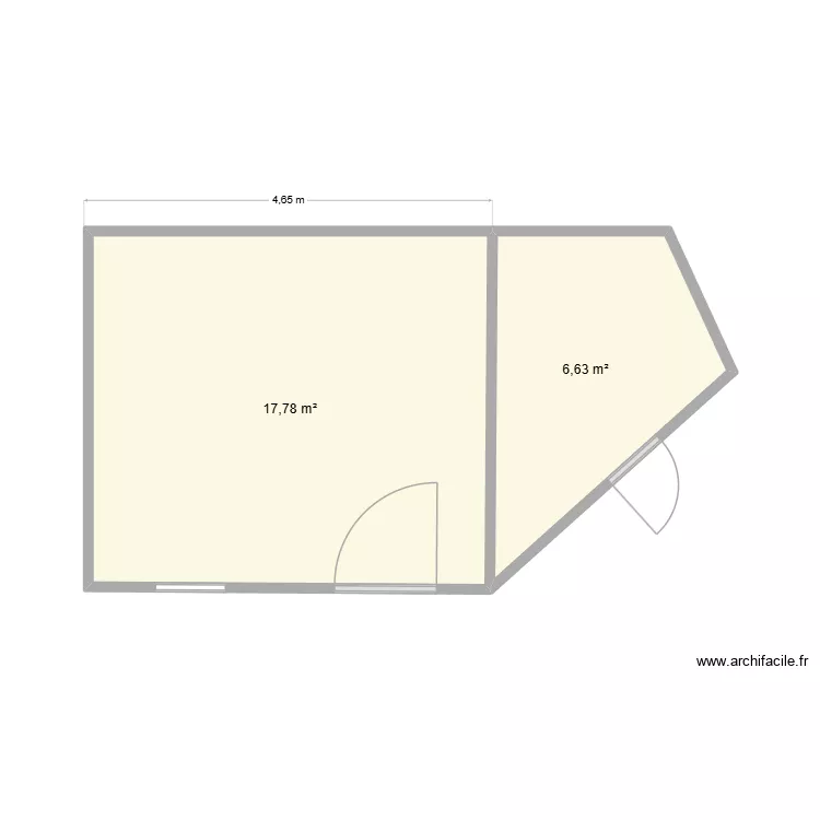 Cabanon 2. Plan de 2  et 24 m²