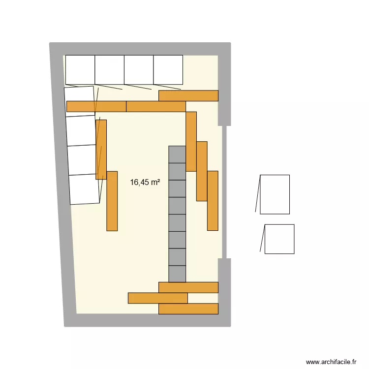 avec mozaic antan. Plan de 1 Pièce et 16 m² avec mozaic antan. Plan de 1 Pièce et 16 m²