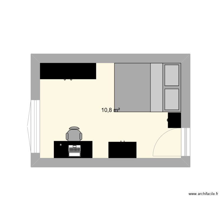 Chambre Teemy. Plan de 1 pièce et 11 m2