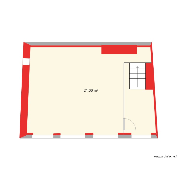 Dépendance Joigny. Plan de 1 pièce et 21 m2
