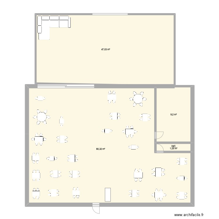 plan restau lila. Plan de 4 pièces et 138 m2