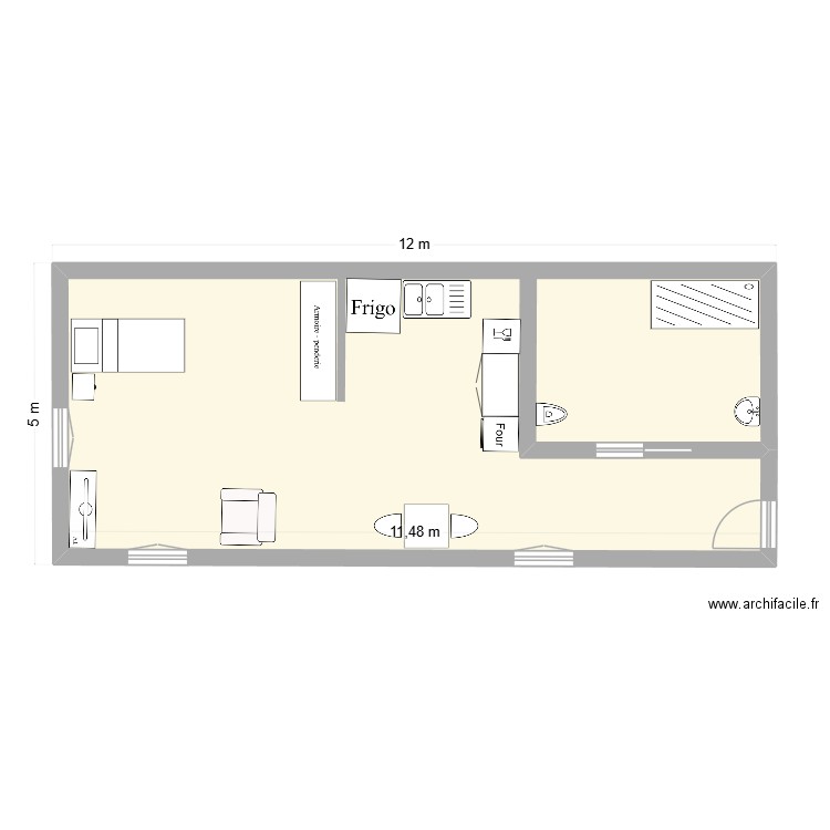 STUDIO résidence autonomie. Plan de 1 pièce et 50 m2