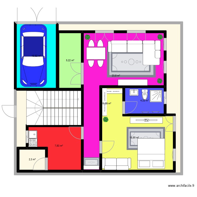 Maison. Plan de 8 pièces et 165 m2