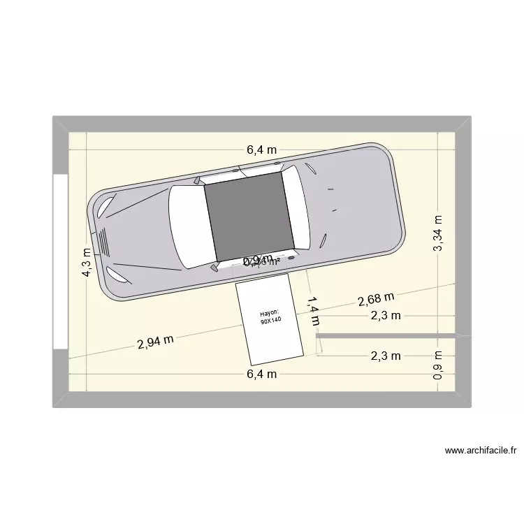 garage. Plan de 1 Pièce et 27 m²