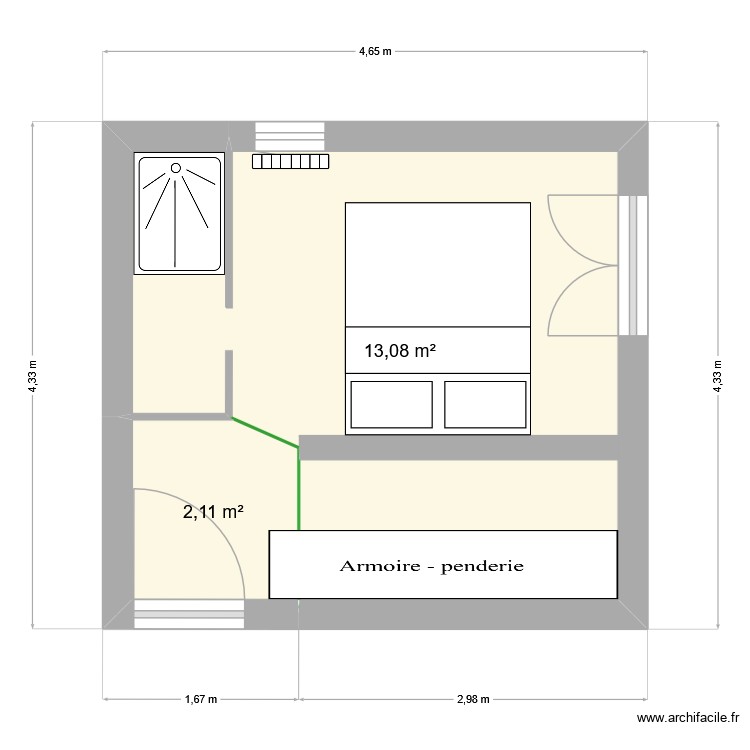 plan 2D de ma chambre. Plan de 0 pièce et 0 m2