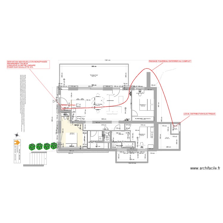 Viuz - RDC Bas -ENEDIS. Plan de 17 pièces et 145 m2