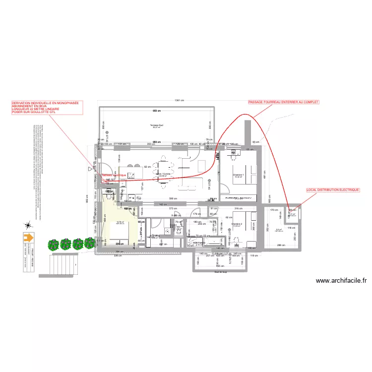 Viuz - RDC Bas -ENEDIS. Plan de 17 pièces et 145 m²