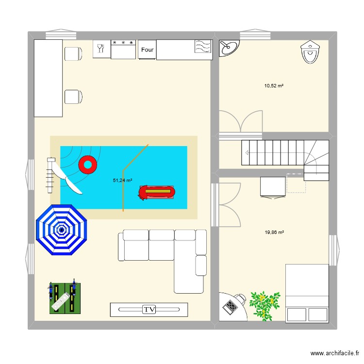 numeratie. Plan de 3 pièces et 82 m2