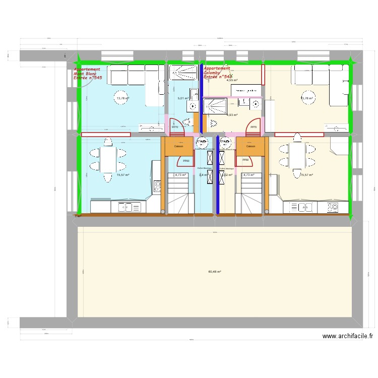 20251015 Projet Rénovation Sud Mury discussion. Plan de 28 pièces et 301 m2