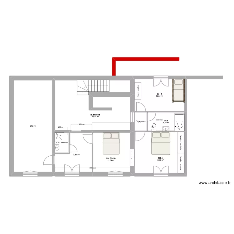 2 Ch Amandiers Projet RDC. Plan de 9 Pièces et 112 m² 2 Ch Amandiers Projet RDC. Plan de 9 Pièces et 112 m²