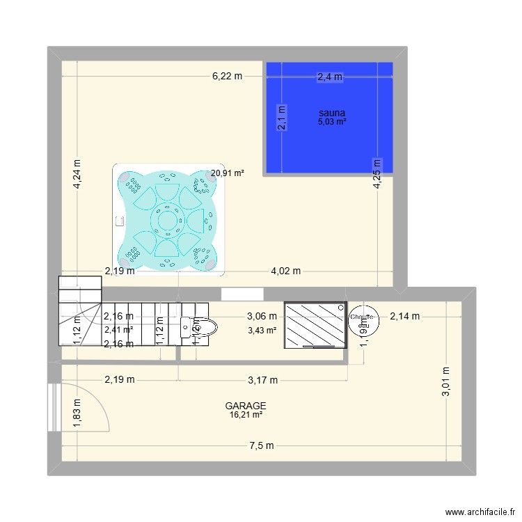 patricia. Plan de 5 pièces et 53 m2