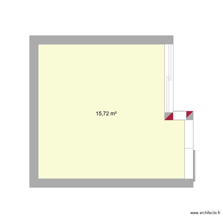 mariage. Plan de 1 pièce et 16 m2