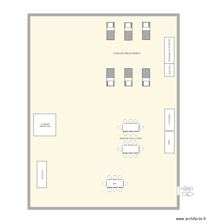 HÔPITAL MARIE-CURIE. Plan de 1 pièce et 130 m2