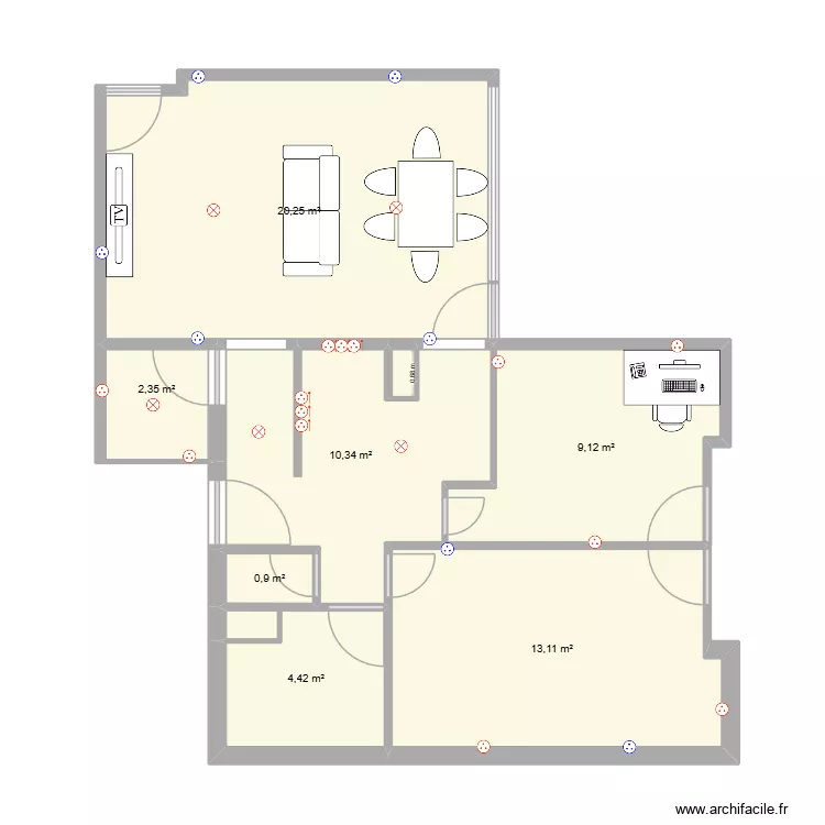 Appart. Plan de 8  et 61 m²