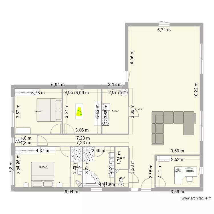 Maison 1 mobil home. Plan de 8 Pièces et 141 m² Maison 1 mobil home. Plan de 8 Pièces et 141 m²