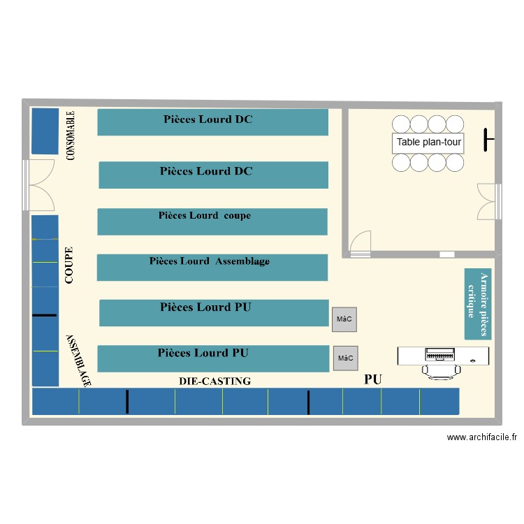 MAGASIN PDR. Plan de 1 pièce et 220 m2