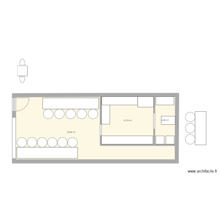 LOCAL DEUX. Plan de 3 pièces et 51 m2