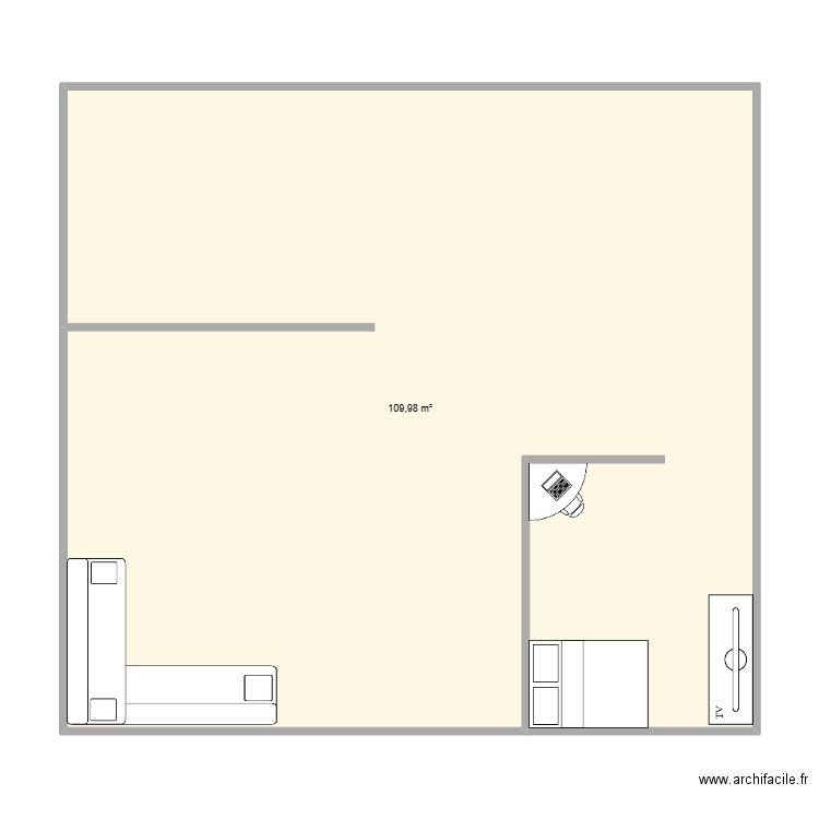 nba. Plan de 1 pièce et 110 m2