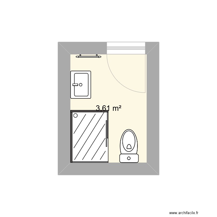 SDB. Plan de 1 pièce et 4 m2