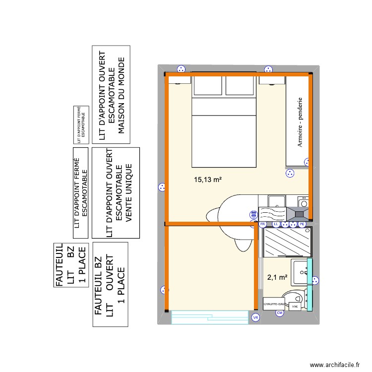 BOUZIGUES. Plan de 2 pièces et 17 m2