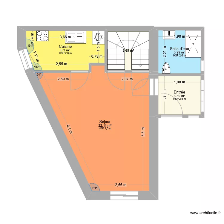1er &eacute;tage Maison. Plan de 5  et 40 m²