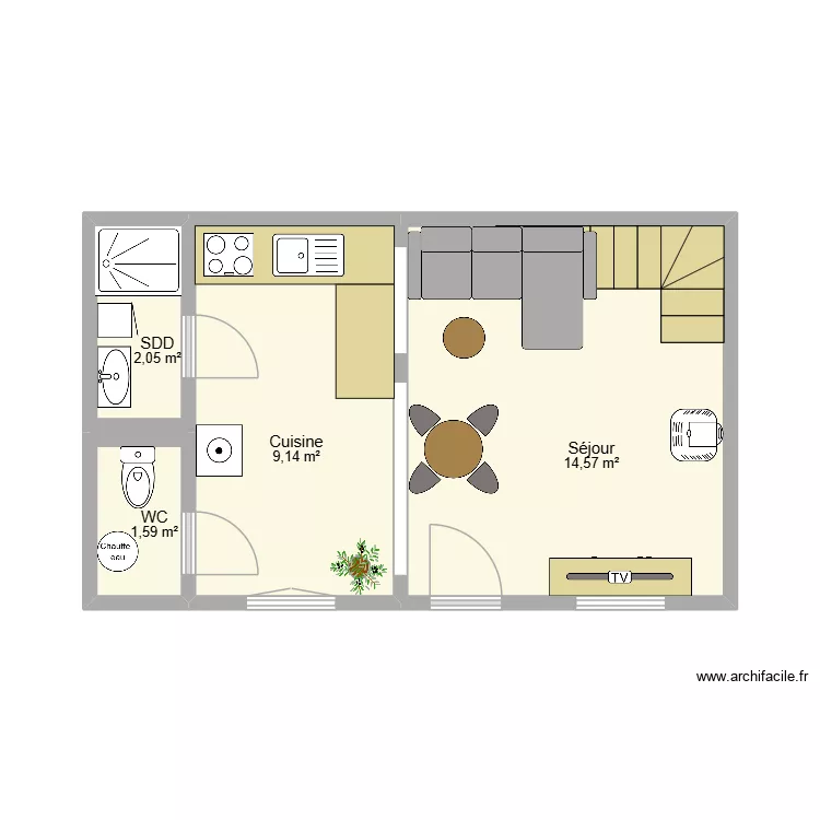 Wandre rez. Plan de 4  et 27 m²