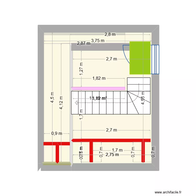 cabinet 2. Plan de 1  et 15 m²