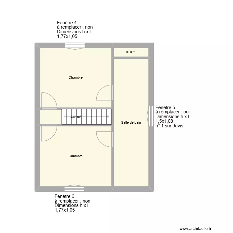 Aubin Etage menuiseries. Plan de 