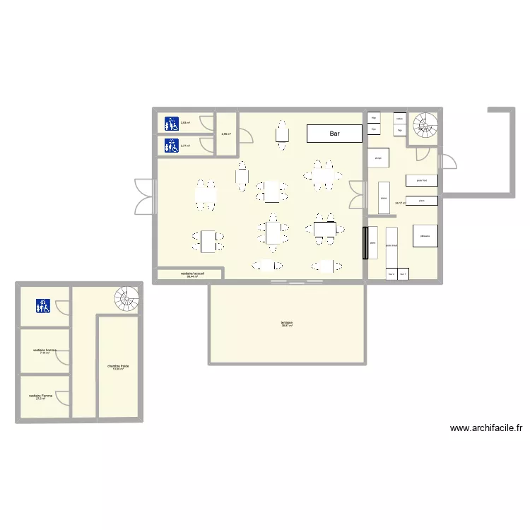 projet entrepreneurial. Plan de 10 pièces et 233 m²