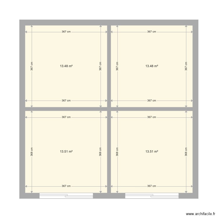 femfqd. Plan de 4 pièces et 54 m2