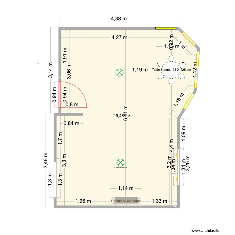 Robida Salon. Plan de 1 pièce et 29 m2
