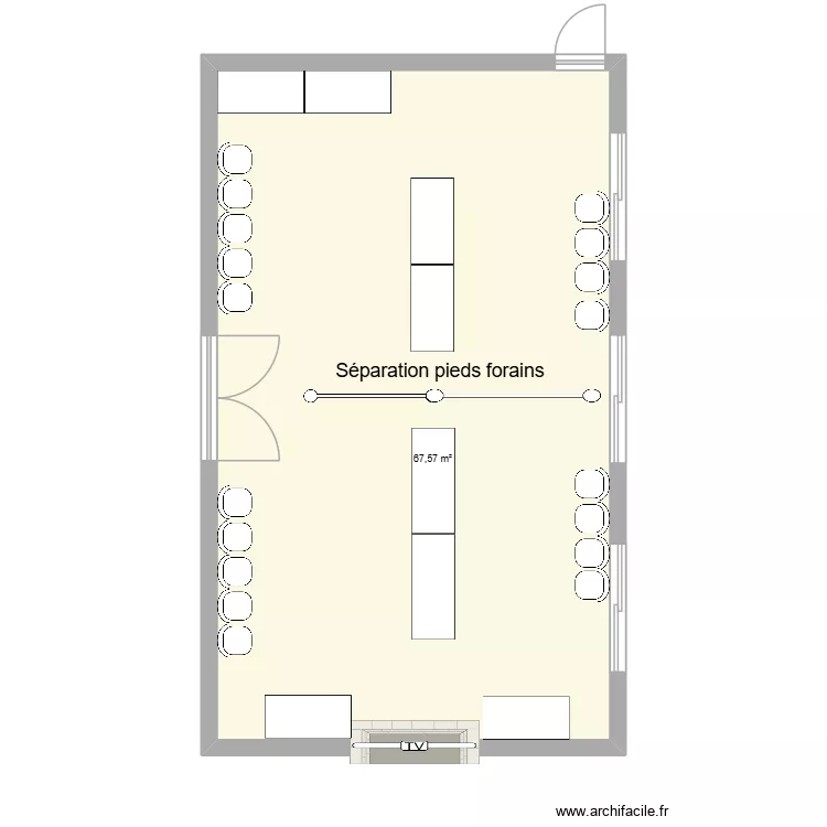 Salle Risset en loge avec séparation. Plan de 1 et 68 m² Salle Risset en loge avec séparation. Plan de 1 et 68 m²