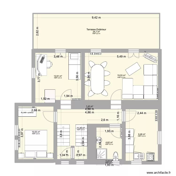Appart Cure 1er. Plan de 9 et 95 m² Appart Cure 1er. Plan de 9 et 95 m²