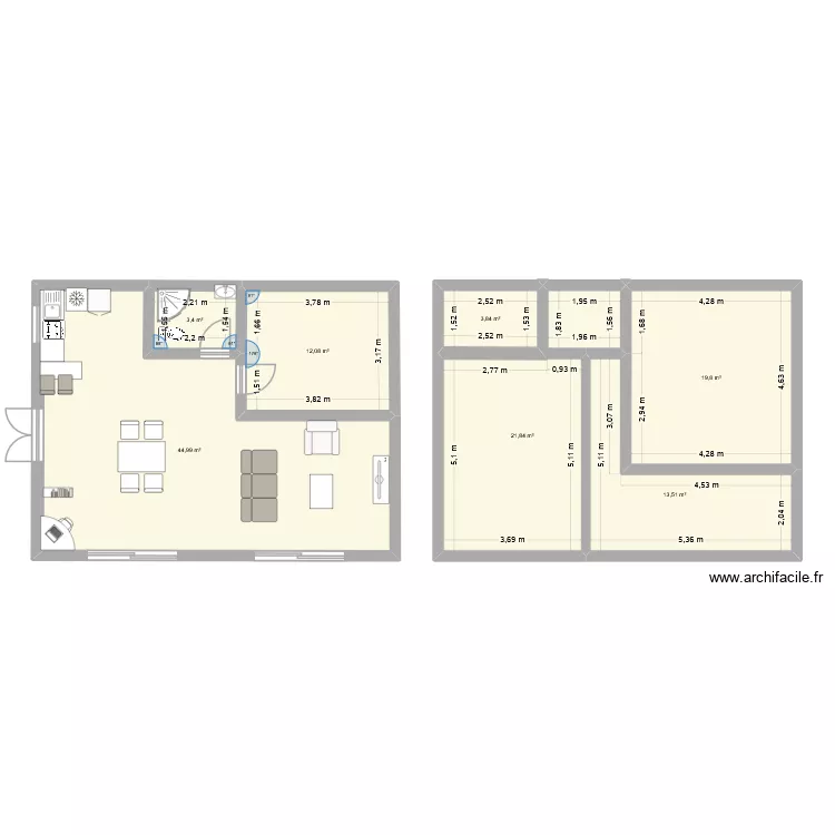 PLAN MAISON/CENTRE. Plan de 7  et 119 m²