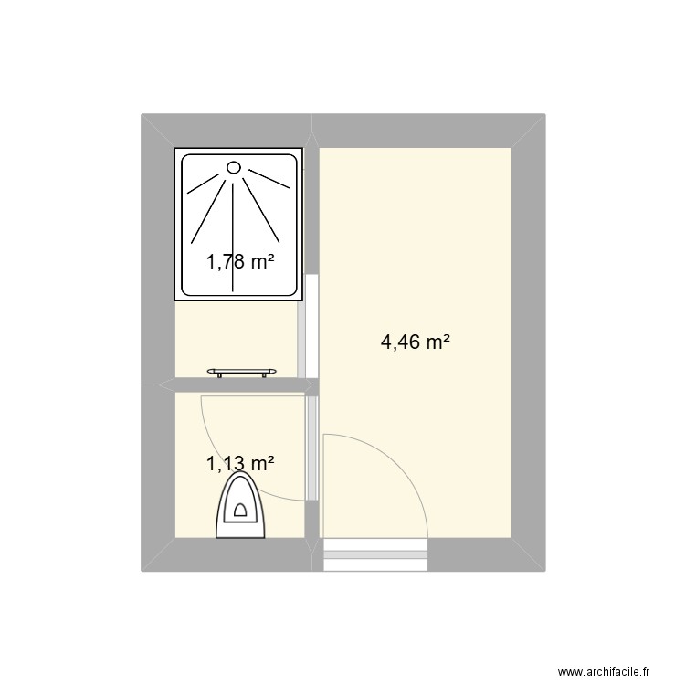 Salle de bain v2. Plan de 3 pièces et 7 m2