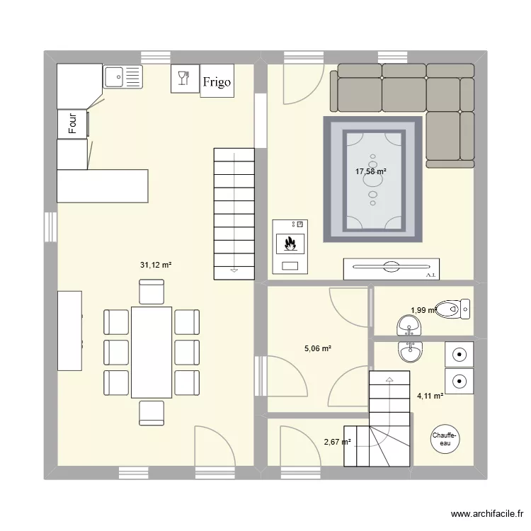Maison. Plan de 6  et 63 m²