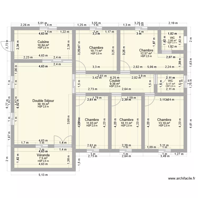 Nouveau plan de 14*10 = 140m2. Plan de 11  et 122 m²