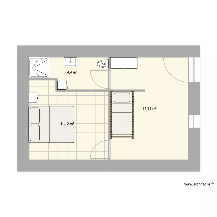 gite etage. Plan de 3 Pièces et 31 m² gite etage. Plan de 3 Pièces et 31 m²