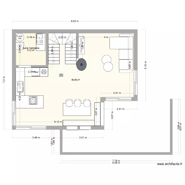 Alphonse. Plan de 2 et 51 m² Alphonse. Plan de 2 et 51 m²