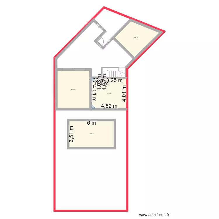 maison. Plan de 4  et 77 m²