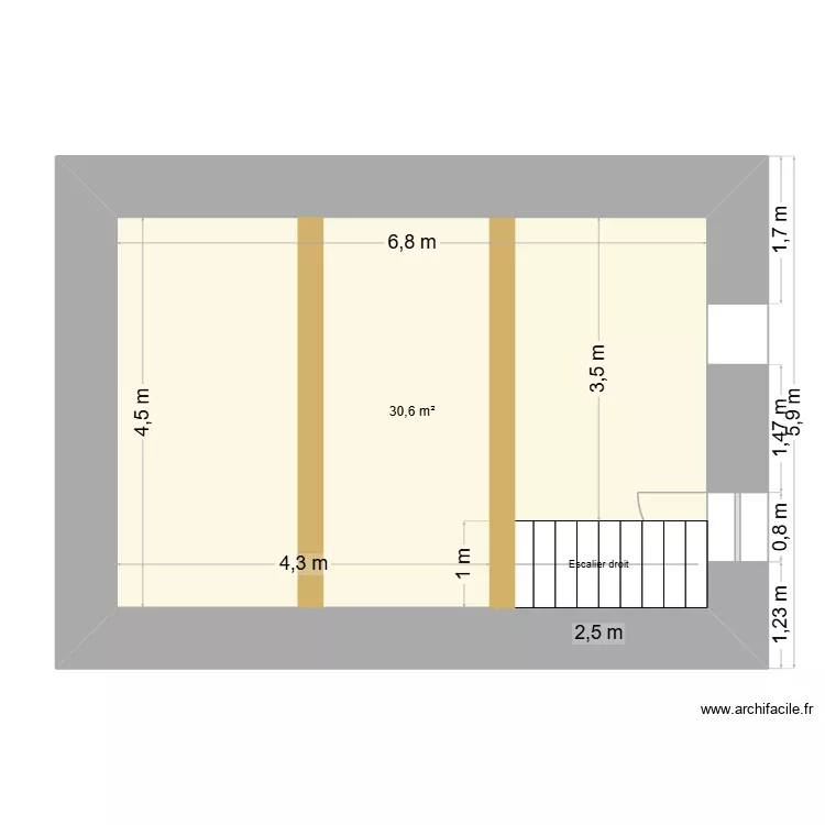 rez de chaus&eacute;e. Plan de 1 Pièce et 31 m²