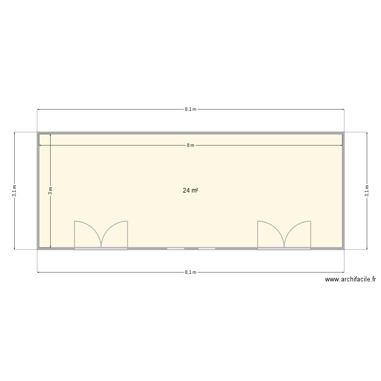 conteneur. Plan de 1 pièce et 24 m2