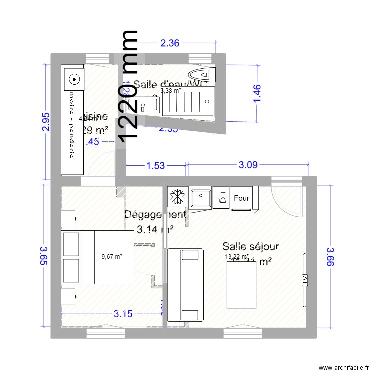 113 BOURGUIGNON ASNIERES V2. Plan de 4 pièces et 31 m2