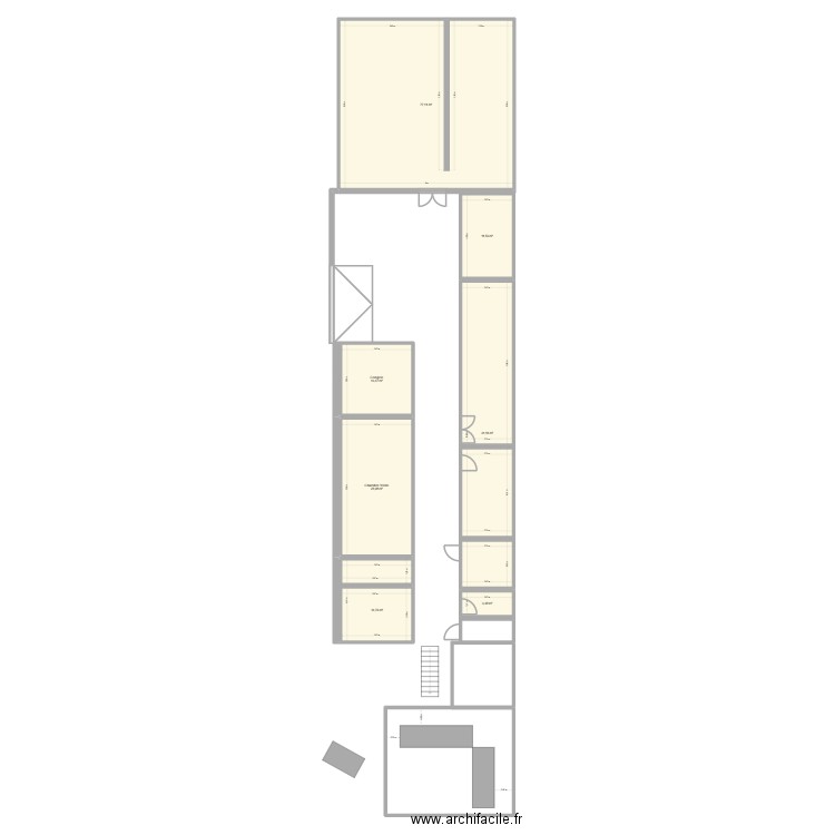 boucherie vitrine existante. Plan de 7 pièces et 187 m2