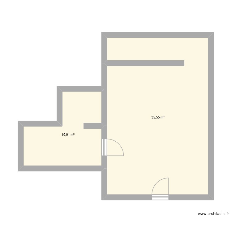 Magasin art et nature. Plan de 2 pièces et 46 m2
