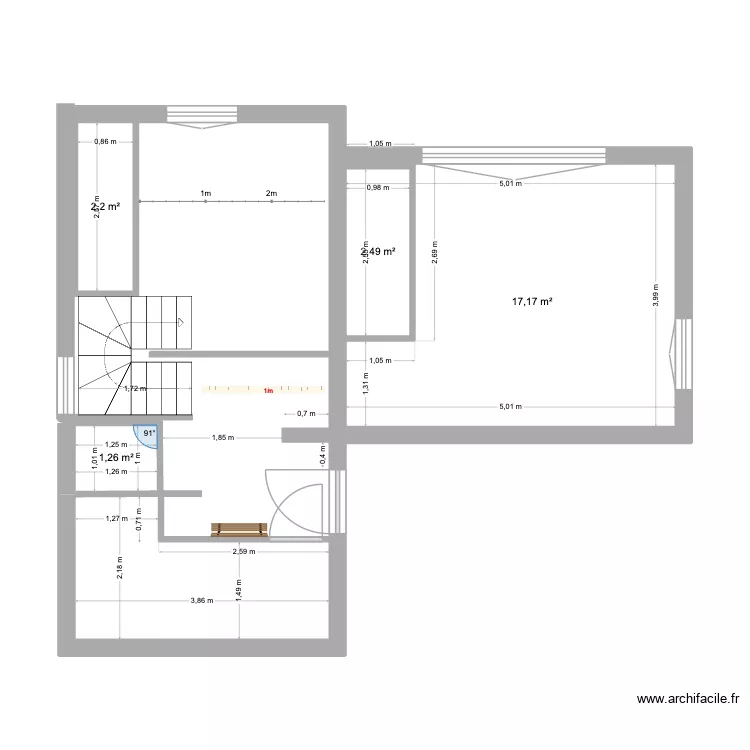 elect rdc 1. Plan de 4  et 23 m²