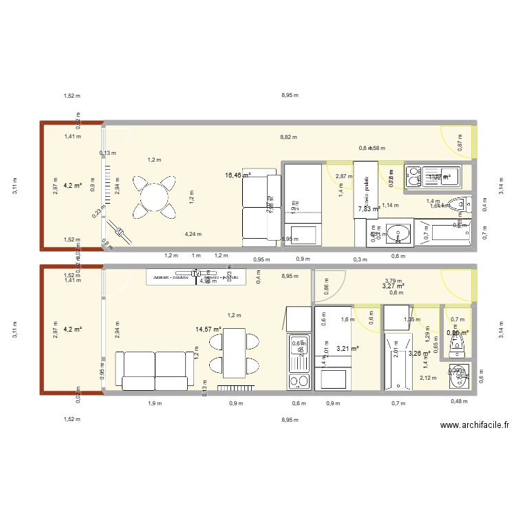 La Plagne Rénov. Plan de 10 pièces et 59 m2