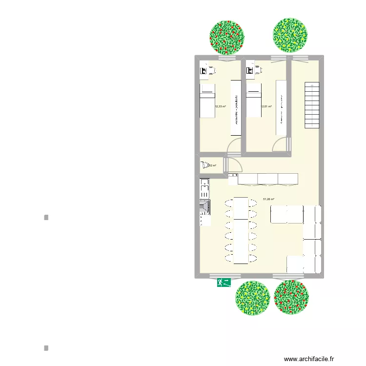 Bovie 1er. Plan de 4  et 77 m²