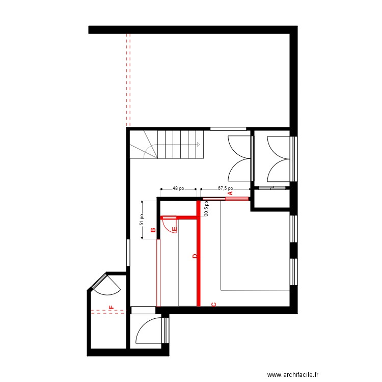 yudous RdcH. Plan de 6 pièces et 35 m2