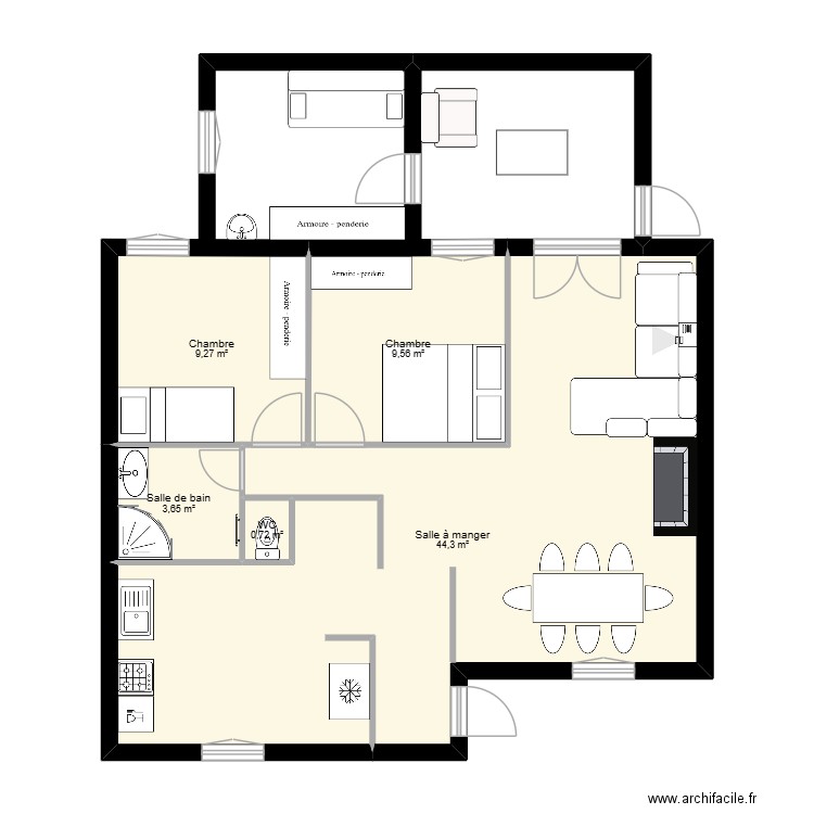 Maison des tulipes. Plan de 5 pièces et 67 m2